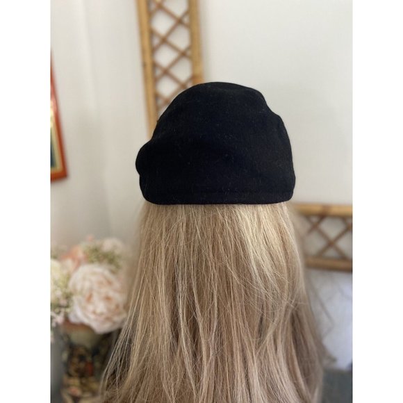 Country Gentleman Black‎ 100% Wool Newsboy Cap Hat Fitted Medium Size Vintage - Picture 13 of 16